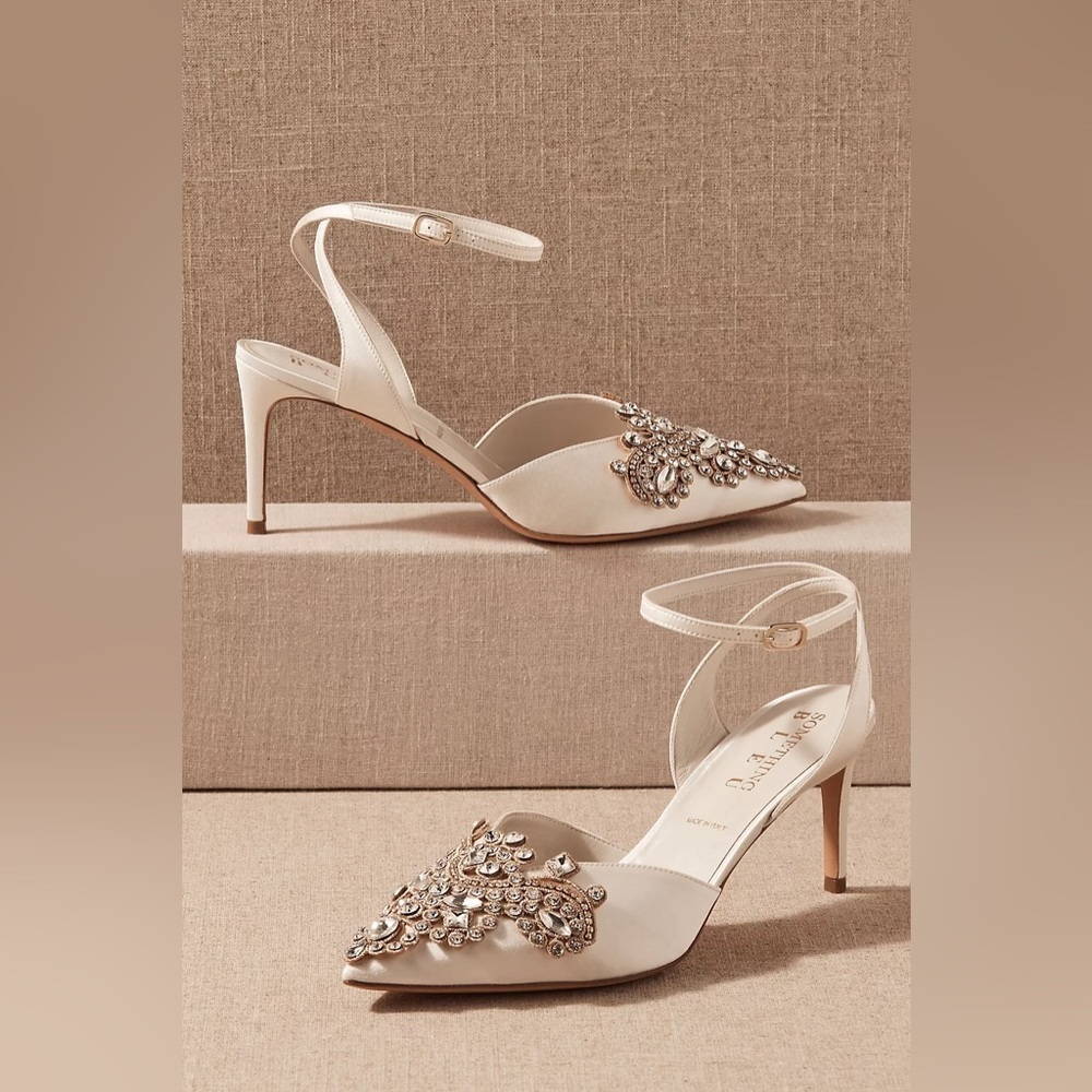 Anthropologie x Something Blue Emmie Satin Heels Size 7.5 NEW